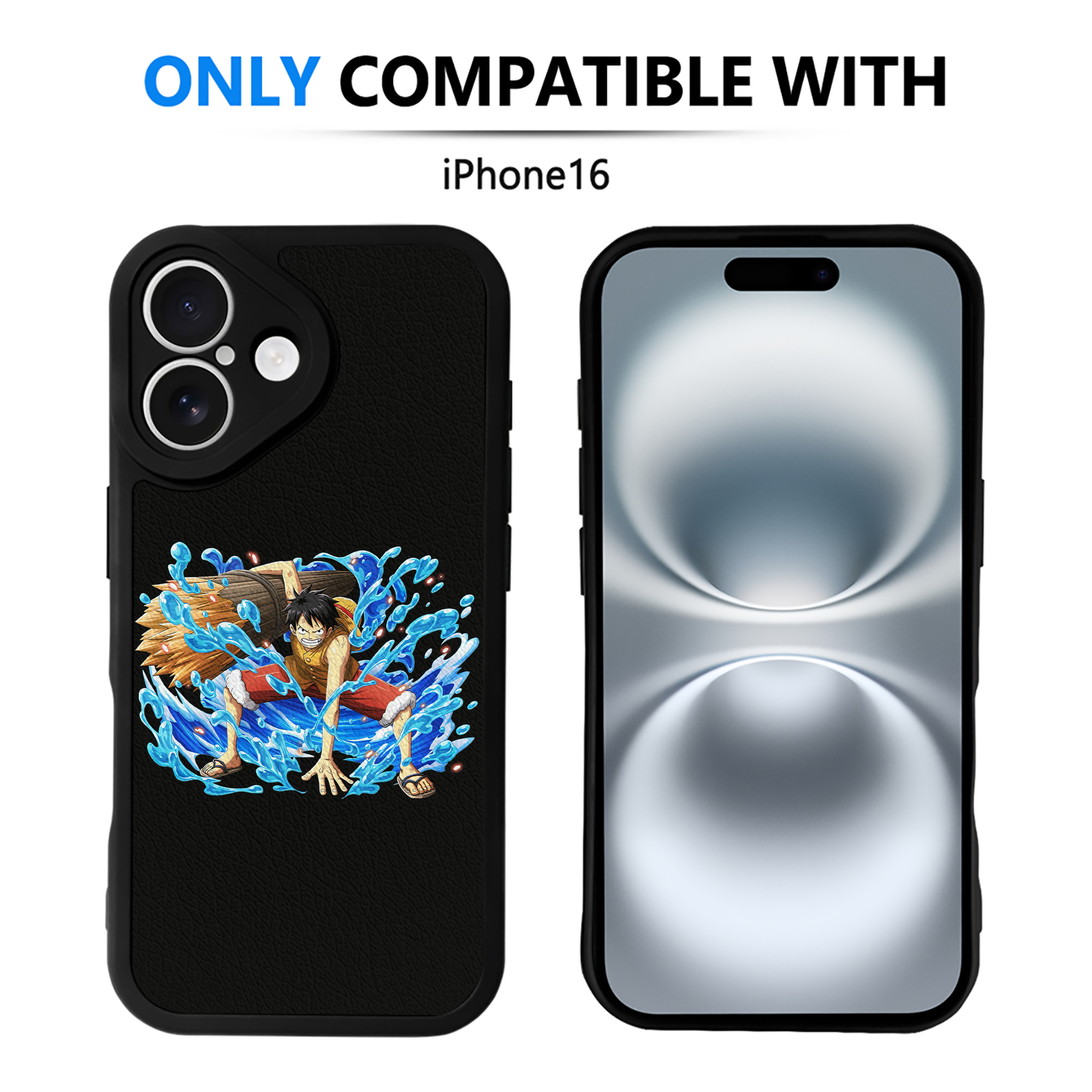 （画像用） ワンピース モンキー・D・ルフィ ONE PIECE Monkey D. Luffy 【iPhone 16シリーズ対応】シリコンスマホケース（レザー調） 材質：シリコン